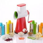 Anubhav Janni 4 In 1 Rotary Cutter Shredder Slicer Plastic Stainless Steel Drum Vegetable Chopper Kitchen Food Processor Manual Choppers Multifunctional Versatile Cutting Tool (Pack Of 1 Pcs)