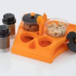Anubhav Janni Pickle Jar Set Squre Multipurpose Spice And Achar Container With Lid Spoon Tray Holder Dining Stand Masala Tray Kitchen Salt Pickle Container Chutney Mukhwas Tray (Pack Of 1 Pcs)