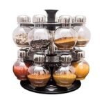 Anubhav Janni 360 16 In 1 Spice Rack Degree Revolving Round Shape Steel Cap Transparent Jar Container Big in Masala Set Kitchen Stand Tabletop Holder jar bottle Tiered Shelf (Pack Of 1 Pcs)