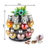 Anubhav Janni 360 16 In 1 Spice Rack Degree Revolving Round Shape Steel Cap Transparent Jar Container Big in Masala Set Kitchen Stand Tabletop Holder jar bottle Tiered Shelf (Pack Of 1 Pcs) - Image 2