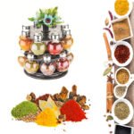 Anubhav Janni 360 16 In 1 Spice Rack Degree Revolving Round Shape Steel Cap Transparent Jar Container Big in Masala Set Kitchen Stand Tabletop Holder jar bottle Tiered Shelf (Pack Of 1 Pcs) - Image 4