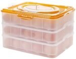 Anubhav Janni 3 Layer 72 Egg Grid Box Plastic Storage Holder Lid Container Handle Multifunctional Food Box Vegetable Basket Eggs Home Kitchen Fridge Food Shelf Case Organizer (Pack Of 1 Pcs)