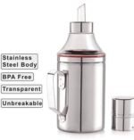Anubhav Janni Oil Port With Handle (1000 Ml) Stainless Steel Dispenser Dropper Container Jar Pourer Can With Dispenser Nozzle Vinegar Container Pourer Pot Can Bottle Handle (Pack Of 1 Pcs) - Image 2