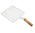 Anubhav Janni Barbeque Bbq Jali Grill Square Stainless Steel Roaster Wooden Handle Kitchen Outdoor Home Cooking Flame Gas Paneer Papad Roast Grill Roti Maker Baigan Bharta (Pack Of 1 Pcs)