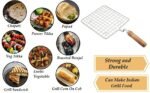 Anubhav Janni Barbeque Bbq Jali Grill Square Stainless Steel Roaster Wooden Handle Kitchen Outdoor Home Cooking Flame Gas Paneer Papad Roast Grill Roti Maker Baigan Bharta (Pack Of 1 Pcs) - Image 4