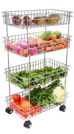 Anubhav Janni Ss 4 Layer Trolly With Weel Stainless Steel Wall Mount Rack Organizer Bathroom Container Mounted Detergent Shelve Home Kitchen Washroom Balcony (Pack Of 1 Pcs)