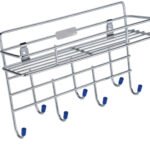 Anubhav Janni Ss 1 Layer Rack With Key Holder Stainless Steel Wall Mount Single Multipurpose Use Ladle Stand Hanging Hooks Rack Bathroom Kitchen Office Ladles Key Plate Key Home (Pack Of 1 Pcs)