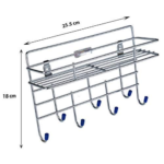 Anubhav Janni Ss 1 Layer Rack With Key Holder Stainless Steel Wall Mount Single Multipurpose Use Ladle Stand Hanging Hooks Rack Bathroom Kitchen Office Ladles Key Plate Key Home (Pack Of 1 Pcs) - Image 3