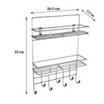 Anubhav Janni Ss 2 Layer Rack With Key Holder Stainless Steel Wall Mount Single Multipurpose Use Ladle Stand Hanging Hooks Rack Bathroom Kitchen Office Ladles Key Plate Key Home (Pack Of 1 Pcs) - Image 2