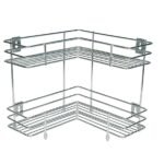 Anubhav Janni Ss L Shape 2 Layer Rack Corner Stand Stainless Steel Multipurpose Storage For Kitchen And Bathroom Rack Steel Silver Stand Rack Tier Shelf Cutlery Stand Kitchen (Pack Of 1 Pcs)