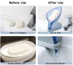 Anubhav Janni Leaf Shop Box Soap Holder For Bathroom Multicolor Shape Self Drain Design Wash Basin Sink Shower Stylish Plastic Accessories Set Home Office Hotel Kitchen Use (Pack Of 1 Pcs) - Image 3