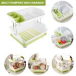 Anubhav Janni 2 Layer Dish Drain Rack Kitchen Drainer Plastic Organizer Sink Cutlery Drying Basket Blue White Stainless Steel With Tray Tier For Heavy Duty Stand Space Saving (Pack Of 1 Pcs) - Image 5
