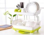 Anubhav Janni 2 Layer Dish Drain Rack Kitchen Drainer Plastic Organizer Sink Cutlery Drying Basket Blue White Stainless Steel With Tray Tier For Heavy Duty Stand Space Saving (Pack Of 1 Pcs) - Image 6