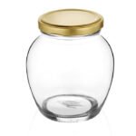 Anubhav Janni Matka Jar 350 Ml Shape Glass With Airtight Metal Lid For Spice Jam Honey Craft Work Container Air Tight Lid Grocery Dry Fruit Spice Storage Jars Decoration Work (Set Of 3 Pcs)
