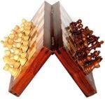 Anubhav Janni 10in Classic Wooden Chess Set with Magnetic Board for Storage Pieces 12 X Collectible Foldable Game Crafted Premium Wood for-All Ages All BrownMagnetic Educational Toys (pack of 1)