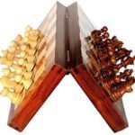 Anubhav Janni 10in Classic Wooden Chess Set with Magnetic Board for Storage Pieces 12 X Collectible Foldable Game Crafted Premium Wood for-All Ages All BrownMagnetic Educational Toys (pack of 1)