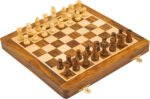 Anubhav Janni 10in Classic Wooden Chess Set with Magnetic Board for Storage Pieces 12 X Collectible Foldable Game Crafted Premium Wood for-All Ages All BrownMagnetic Educational Toys (pack of 1) - Image 2