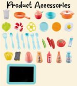 Anubhav Janni 42 pcs Toy Kitchen Sets Simulated Spray Toys, Kids Pretend Play Set Cooking Set- Multi Color Children’s Mini with Utensils Sink Food Accessories for Boys Girls Home(pack of 1) - Image 4