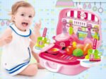 Anubhav Janni Little Chef Kitchen Set for Kids Mini Modern Food Cooking Accessories Suitcase Toy Role Play in Carry Case Pretend with Pots Fruits Utensils Stove Portable Kitchen Girls(pack of 1) - Image 5