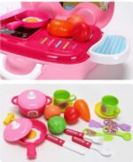 Anubhav Janni Little Chef Kitchen Set for Kids Mini Modern Food Cooking Accessories Suitcase Toy Role Play in Carry Case Pretend with Pots Fruits Utensils Stove Portable Kitchen Girls(pack of 1) - Image 6