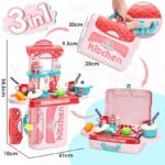Anubhav Janni Kitchen Set for Kids with Suitcase Play Pink Great Educational Toy Gifts Girls 3 in 1 Plastic Carry Along 19 Pcs Multi-Color Pretend Cooking Boys Toddler Baby Gift (pack of 1) - Image 2