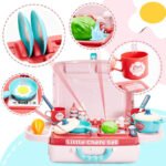 Anubhav Janni Kitchen Set for Kids with Suitcase Play Pink Great Educational Toy Gifts Girls 3 in 1 Plastic Carry Along 19 Pcs Multi-Color Pretend Cooking Boys Toddler Baby Gift (pack of 1) - Image 5