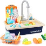 Anubhav Janni Toys Kids Pretend Kitchen Sink Toy Pretend Dishwasher with Running Water Play Playset Playing Washbasin Dishwasher Tableware for  Blue Toy Set Play Flowing Water(pack of 1)