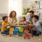 Anubhav Janni Kids Crazy Face Wooden Cube Puzzle Toy for Boys Girls 16 Cubes 72 Cards Color Matching Building Brain Game Educational Learning Funny Changing Emoji 3+ Years Development (pack of 1) - Image 2