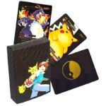 Anubhav Janni Premium Black Foil Pokémon Card Set 55 Rare Unofficial VMAX GX VSTAR Cards Shiny Battle Trading for Fans Collectors Gift Assorted TCG Deck Box V Series Vmax Moster (pack of 1)