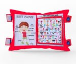 Anubhav Janni Learning Cushion Pillow Book for Kids Baby with Study 2 Languages to Learn English and Hindi Soft Play Velvet ABCD Toys Best Birthday Gift Red Colour Kid's Cotton(pack of 1)