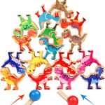 Anubhav Janni Premium Multicolor Dinosaur Stacking Blocks for Kids STEM Building Toy Boys Girls Ages 3 7 Perfect Christmas Birthday Gift Balance Game Wooden Jenga Colorful (pack of 1)