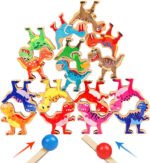 Anubhav Janni Premium Multicolor Dinosaur Stacking Blocks for Kids STEM Building Toy Boys Girls Ages 3 7 Perfect Christmas Birthday Gift Balance Game Wooden Jenga Colorful (pack of 1)