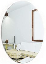 Anubhav Janni Ovel Shape Sticker Mirror (20*30) Oval Adhesive For Wall On Tiles In Bedroom Living Room Bathroom Bedroom Room Silver Sheet Effect Decor HD Vanity Make Up (Pack Of 1 Pcs)