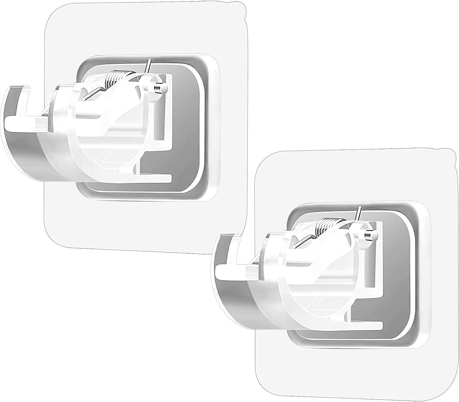 Anubhav Janni Curtain Wall Hook Sticker Self Adhesive No Drill Rod Brackets Transparent Plastic Stainless Steel Holder Hooks Hangers Bathroom Kitchen Hotel Adhesive Holder Wall (Set Of 2 Pcs) Anubhav Janni Curtain Wall Hook Sticker Self Adhesive No Drill Rod Brackets Transparent Plastic Stainless Steel Holder Hooks Hangers Bathroom Kitchen Hotel Adhesive Holder Wall (Set Of 2 Pcs) - Image 1