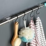 Anubhav Janni Curtain Wall Hook Sticker Self Adhesive No Drill Rod Brackets Transparent Plastic Stainless Steel Holder Hooks Hangers Bathroom Kitchen Hotel Adhesive Holder Wall (Set Of 2 Pcs) - Image 7