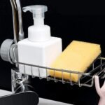 Anubhav Janni Faucet Rack Soap Holder Kitchen Sink Stainless Steel Stand Sponge Dish Deck Mount Storage Racks Adjustable Rag Draining Bathroom Holders Hanging Shelves Dishwashing (Pack Of 1 Pcs) - Image 2