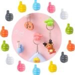 Anubhav Janni Thumb Holder Wall Hook Silicone Creative Thumbs Up Shape Multifunctional Hook Cable Clip Organizer Key Hangers For Home Office Bedroom Cute Design Hanging (Set Of 10 Pcs)
