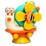Anubhav Janni 5 in 1 Toy Modes of Play Yellow Snail Spinner for Baby Convertible Friction Powered Car Sensory Kids with High Grip Suction Cup Base Interactive Learning Set Rattle(pack 1)