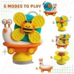 Anubhav Janni 5 in 1 Toy Modes of Play Yellow Snail Spinner for Baby Convertible Friction Powered Car Sensory Kids with High Grip Suction Cup Base Interactive Learning Set Rattle(pack 1) - Image 2