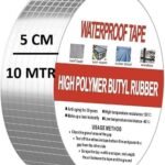 Anubhav Janni Silver Aluminium Tape (5cm*10mt) Waterproof Foil Sealing Repair Pipe Insulation Roof Leak Kitchen Metal Reinforced Self Protection Suitable Window Home Car Outdoor (Pack Of 1 Pcs)