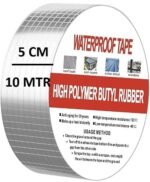 Anubhav Janni Silver Aluminium Tape (5cm*10mt) Waterproof Foil Sealing Repair Pipe Insulation Roof Leak Kitchen Metal Reinforced Self Protection Suitable Window Home Car Outdoor (Pack Of 1 Pcs)