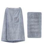 Anubhav Janni Wearable Bath Towels For Men Mens Wrap Mens Towel Spa Robe Cotton Body With Pocket Adjustable Wrap Soft Microfiber Shower Button Closure Elastic Waist Pocket (Pack Of 1 Pcs)