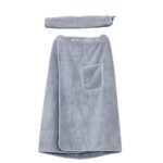 Anubhav Janni Wearable Bath Towels For Men Mens Wrap Mens Towel Spa Robe Cotton Body With Pocket Adjustable Wrap Soft Microfiber Shower Button Closure Elastic Waist Pocket (Pack Of 1 Pcs) - Image 4