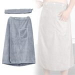 Anubhav Janni Wearable Bath Towels For Men Mens Wrap Mens Towel Spa Robe Cotton Body With Pocket Adjustable Wrap Soft Microfiber Shower Button Closure Elastic Waist Pocket (Pack Of 1 Pcs) - Image 5