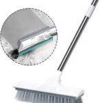 Anubhav Janni White Bathroom Cleaning Brush With Wiper 2 In 1 Tiles in with Wiper Floor Scrub Brush Stiff Bristles Nylon Polypropylene Stainless Steel Handle Wall Kitchen (Pack Of 1 Pcs)