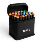 Anubhav Janni Dual Tip 48 Color Sketch Pen Set with Storage Case Art Markers for Drawing Sketching Coloring Calligraphy Fine Point Chisel Water Based Marker Pens Alcohol Broad (pack of 1)