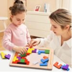 Anubhav Janni Wooden Block Puzzle Game for Kids Brain Teasers Toy Colorful 3D Russian Blocks STEM Educational Gift Boys Girls (40 Pcs) MulticolorWooden Teaser Ages 3 10 Adults(pack of 1) - Image 5