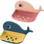 Anubhav Janni Fish Soap Stand Shape Holder Wall Mounted Self Adhesive No Drill Dish Drain Tray ABS Plastic For Bathroom Sink Wash Basin Draining Shape Waterproof Kitchen Bathroom (Set Of 2 Pcs)