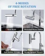 Anubhav Janni 4 Modes Waterfall Kitchen Faucet With Dual Flow Modes Wall Mounted Stainless Steel Sink Tap Knob Control Filtered Water Soap Kitchens Vegetable Faucet Bathroom (Pack Of 1 Pcs) - Image 6