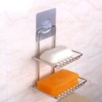 Anubhav Janni Ss 2 Layer Bathroom Soap Holder Double Stand Stickable Self Adhesive Wall Mounted Stainless Steel Waterproof Rust Proof Soap Hanging Storage Rack Kitchen Bathroom (Pack Of 1 Pcs) - Image 3